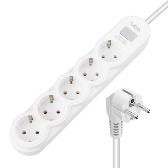 VEA VA-21569 5'Lİ 1.5 METRE KABLOLU ANAHTARLI BEYAZ AKIM KORUMALI PRİZ VEA VA-21569 5'Lİ 1.5 METRE KABLOLU ANAHTARLI BEYAZ AKIM KORUMALI PRİZ