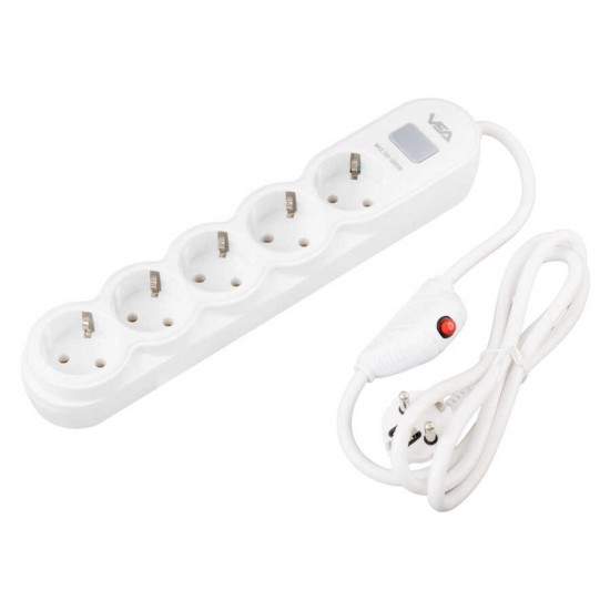 VEA VA-21569 5'Lİ 1.5 METRE KABLOLU ANAHTARLI BEYAZ AKIM KORUMALI PRİZ VEA VA-21569 5'Lİ 1.5 METRE KABLOLU ANAHTARLI BEYAZ AKIM KORUMALI PRİZ