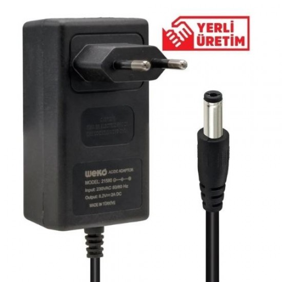 Weko 8.2 Volt - 2 Amper 5.5*2.5 Uçlu Yerli Üretim Plastik Kasa Priz Tipi Adaptör Weko 8.2 Volt - 2 Amper 5.5*2.5 Uçlu Yerli Üretim Plastik Kasa Priz Tipi Adaptör