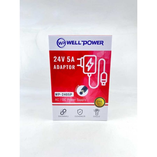 WELLPOWER WP-2405P Adaptör 24 Volt 5 Amper WELLPOWER WP-2405P Adaptör 24 Volt 5 Amper
