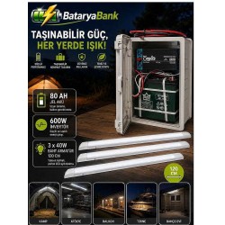 120W Güneş Enerjisi Seti | 80Ah Jel Akü, TV, Aydınlatma ve Telefon Şarj Sistemi