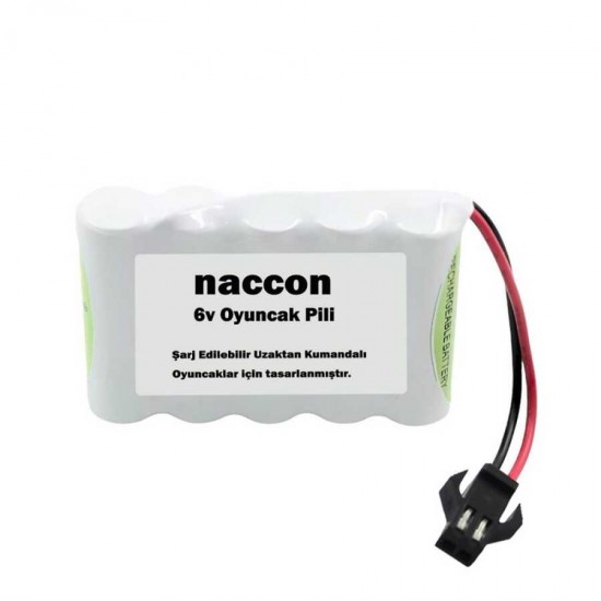 16647 Naccon 6V 1000mAh Siyah Soketli Şarjlı Oyuncak Pili AA Kalem Pilli