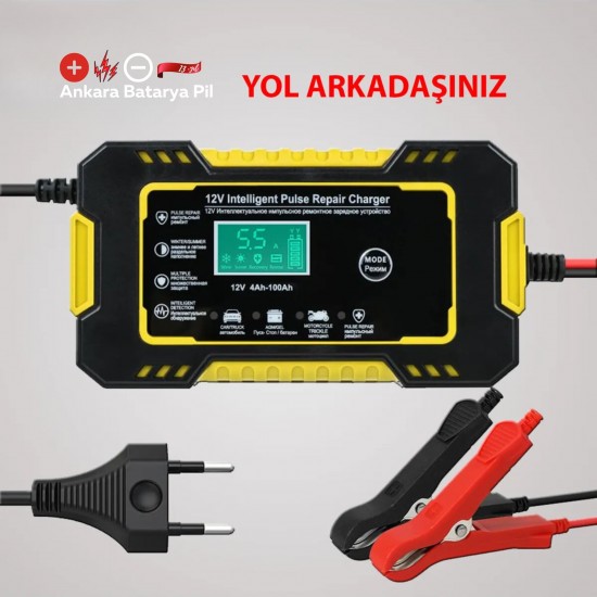 19367 12v 6a Akıllı Araba Motosiklet Lcd Ekran Araç Akü Onarım Hızlı Şarj Cihazı Islak Kuru Jel Kurşunasit