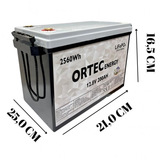 Ortec 12.8V 200AH LiFePO4 Lityum Akü 2560 Wh Yeni Nesil 2024 Üretim