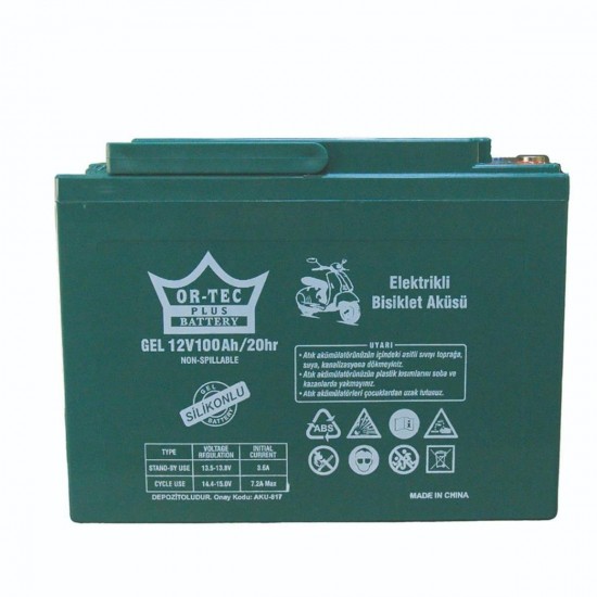 18238 Ortec Plus 12V 100AH Elektrikli Motosiklet Aküsü 2024 Üretim