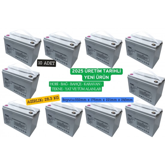 21604 ttec 12V 100Ah Jel Akü 10 Adet
