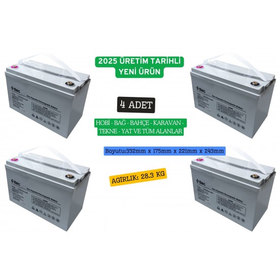 21607 ttec 12V 100Ah Jel Akü 4 Adet