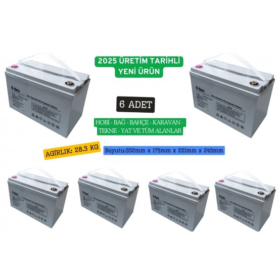21605 ttec 12V 100Ah Jel Akü 6 Adet