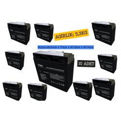 ttec 12V 18Ah Bakımsız Kuru Akü 10 Adet