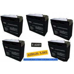 ttec 12V 18Ah Bakımsız Kuru Akü 5 Adet