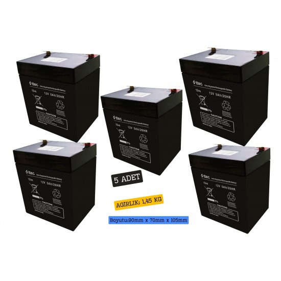 Ttec 12V 5AH Bakımsız Kuru Akü 5 Adet