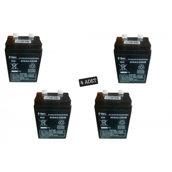 21559 TTEC 4V 6Ah Bakımsız Kuru Akü 4 Adet