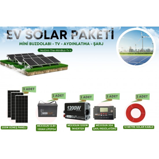 21621 Güneş Enerji Paketi Yaz Kış Kullanım LiFePO4 Solar Paket