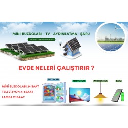 Ev Tipi Güneş Enerji Sistemi Paketi - Mini Buzdolabı, TV, Aydınlatma, Şarj İçin | 1200W İnverterli Solar Enerji Seti