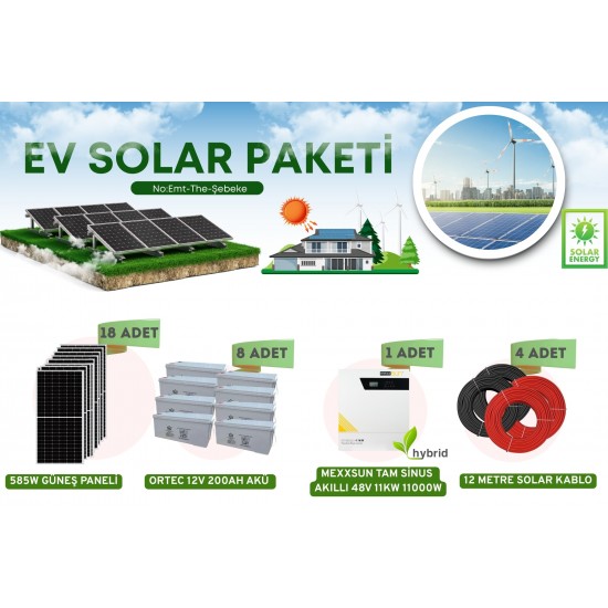 11KW TAM SİSTEM PROFESYONEL TÜM EV ENERJİSİNİ KARŞILAYAN GÜNEŞ ENERJİSİ PAKETİ