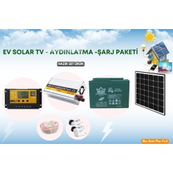 Ev Solar TV & Aydınlatma Şarj Paketi | Güneş Enerjili Elektrik Sistemi Tv2