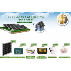 Ev Solar TV & Aydınlatma Şarj Paketi | Güneş Enerjili Elektrik Sistemi Tv2