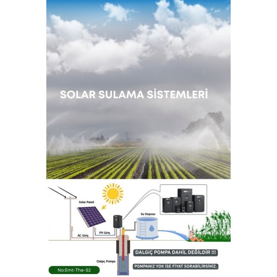 SOLAR GÜNEŞ ENERJİ SULAMA SİSTEMİ MEXSUNN 3HP 2.2 KW TRİFAZE SOLAR POMPA SÜRÜCÜSÜ 585 W GÜNEŞ PANELİ